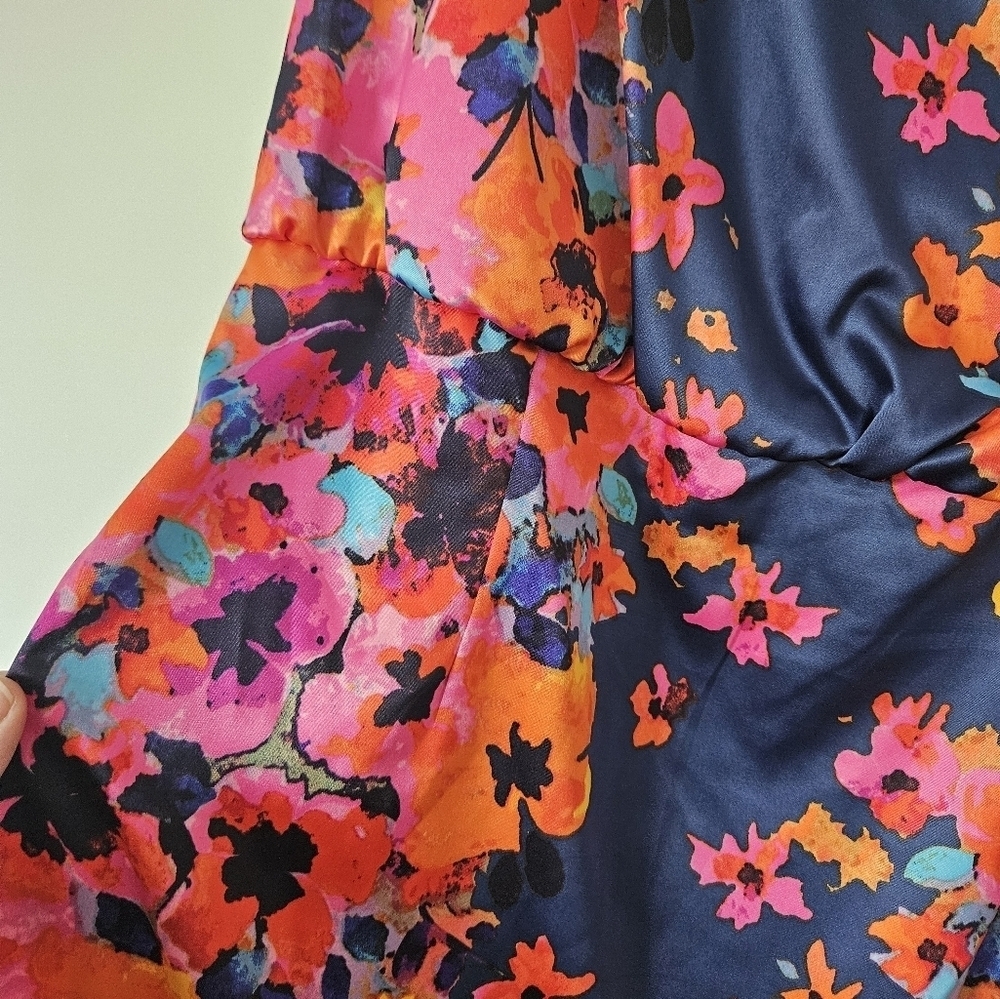 Evan Picone Pink and Orange Ruched Sheath Dress - Picture 2 of 5